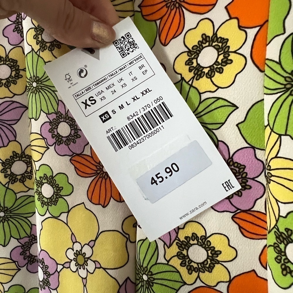 NWT ZARA Floral Multicolor Sleeveless Mini Dress XS - Picture 4 of 5